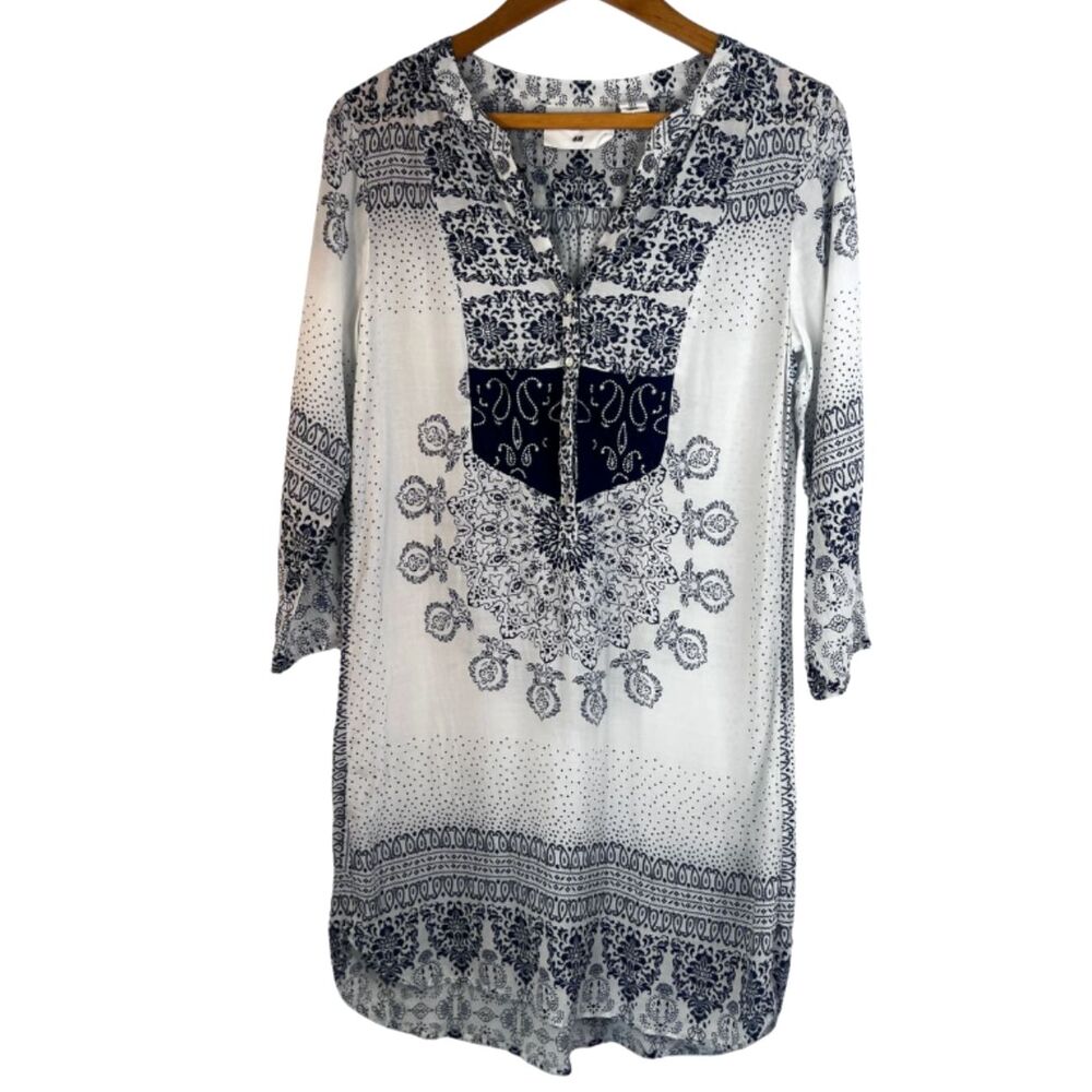 Label of‎ Graded Goods Semi Sheer Handkerchief Shirt Dress Boho Casual Size 8